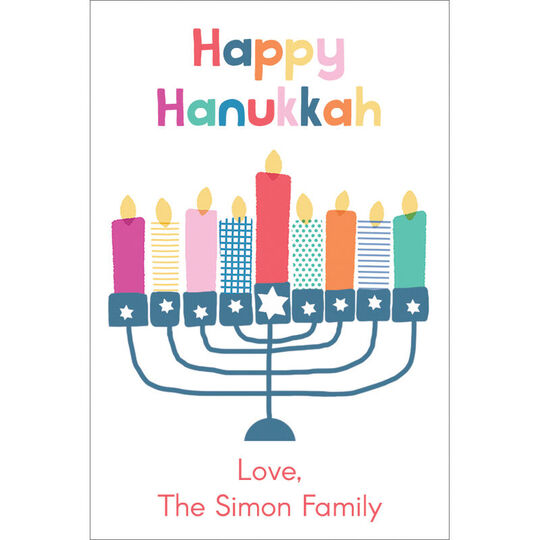 Colorful Happy Hanukkah Gift Stickers